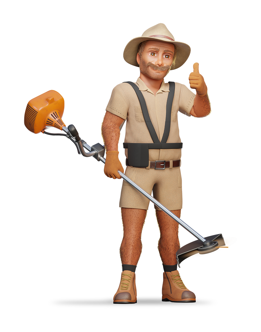 3D character image of Davo holding a trimmer